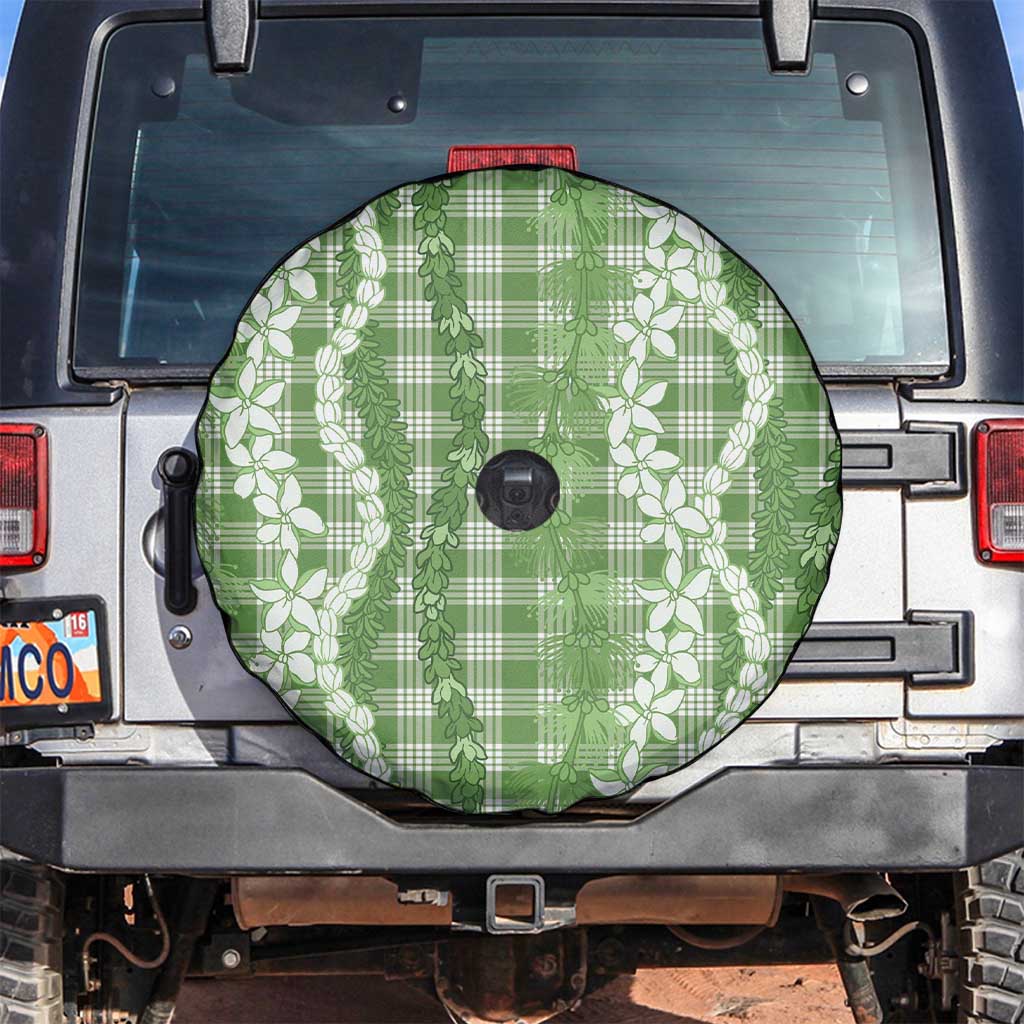 Hawaiian Ohia Lehua Lei Spare Tire Cover Plaid Palaka Omaomao Pattern - Polynesian Pride