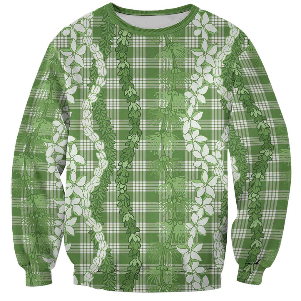 Hawaiian Ohia Lehua Lei Sweatshirt Plaid Palaka Omaomao Pattern - Polynesian Pride
