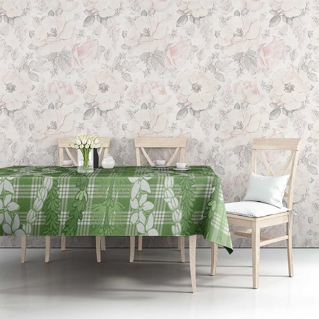 Hawaiian Ohia Lehua Lei Tablecloth Plaid Palaka Omaomao Pattern - Polynesian Pride