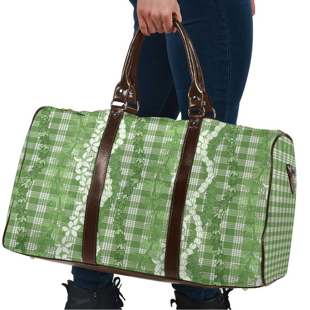 Hawaiian Ohia Lehua Lei Travel Bag Plaid Palaka Omaomao Pattern - Polynesian Pride
