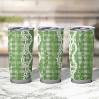 Hawaiian Ohia Lehua Lei Tumbler Cup Plaid Palaka Omaomao Pattern - Polynesian Pride