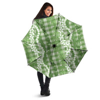 Hawaiian Ohia Lehua Lei Umbrella Plaid Palaka Omaomao Pattern - Polynesian Pride