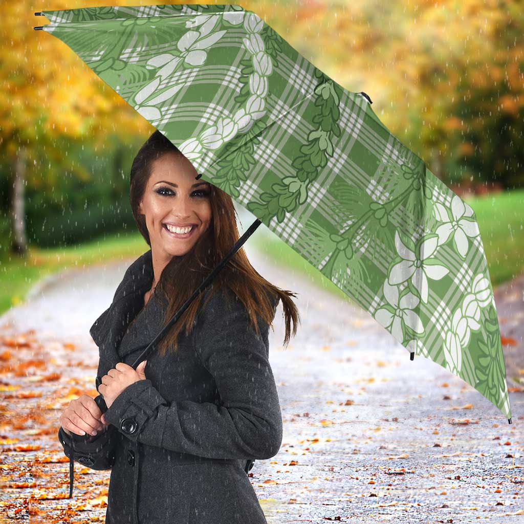 Hawaiian Ohia Lehua Lei Umbrella Plaid Palaka Omaomao Pattern - Polynesian Pride