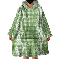 Hawaiian Ohia Lehua Lei Wearable Blanket Hoodie Plaid Palaka Omaomao Pattern - Polynesian Pride