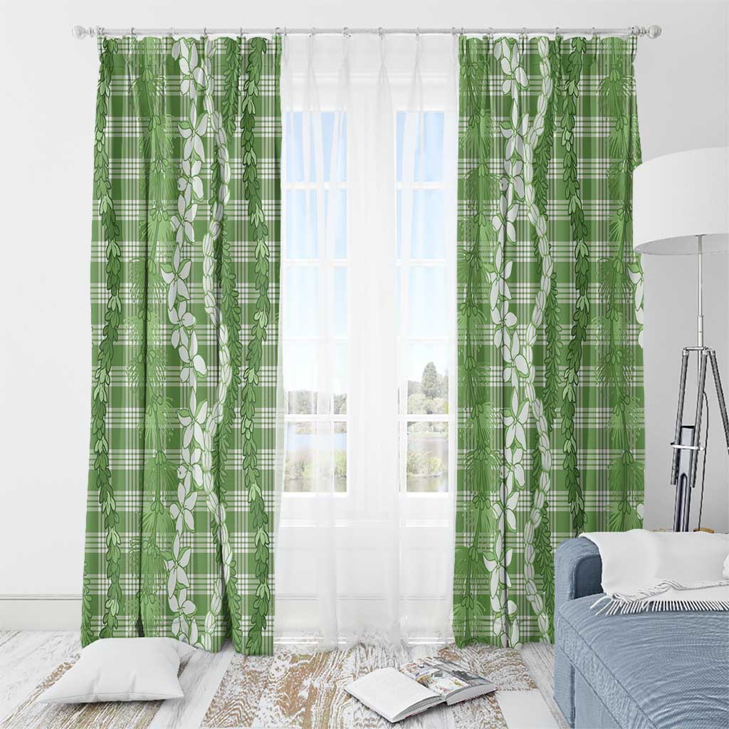 Hawaiian Ohia Lehua Lei Window Curtain Plaid Palaka Omaomao Pattern - Polynesian Pride