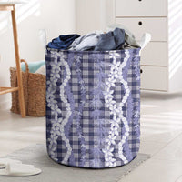Hawaiian Ohia Lehua Lei Laundry Basket Plaid Palaka Uliuli hohonu Pattern - Polynesian Pride
