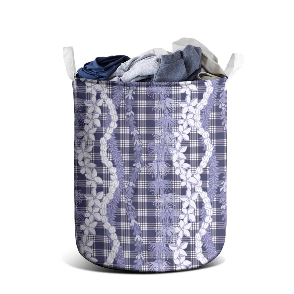 Hawaiian Ohia Lehua Lei Laundry Basket Plaid Palaka Uliuli hohonu Pattern - Polynesian Pride