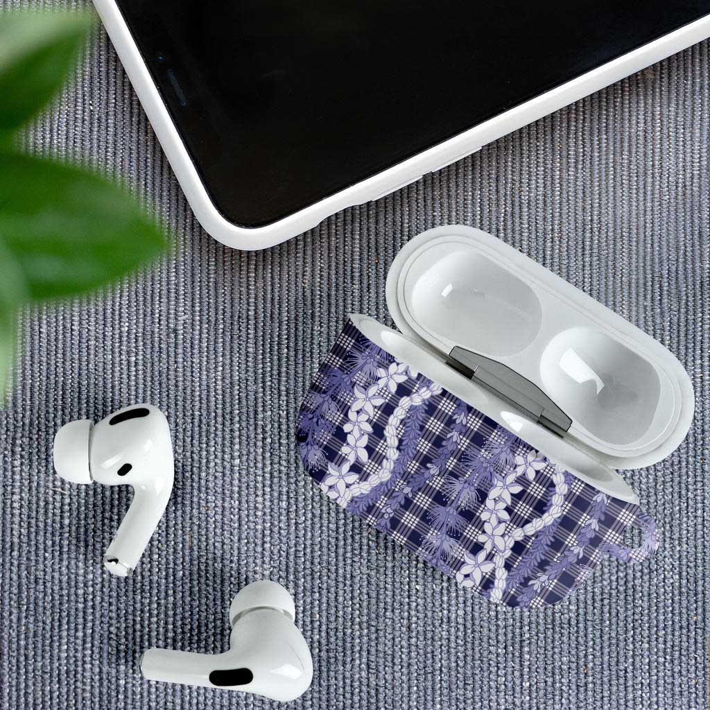 Hawaiian Ohia Lehua Lei AirPods Case Plaid Palaka Uliuli hohonu Pattern - Polynesian Pride