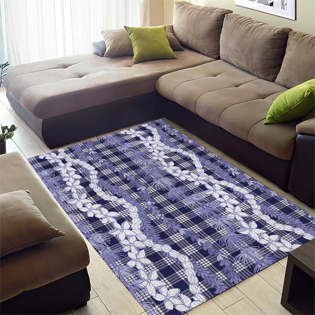 Hawaiian Ohia Lehua Lei Area Rug Plaid Palaka Uliuli hohonu Pattern - Polynesian Pride