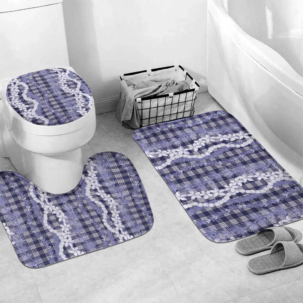 Hawaiian Ohia Lehua Lei Bathroom Set Plaid Palaka Uliuli hohonu Pattern - Polynesian Pride
