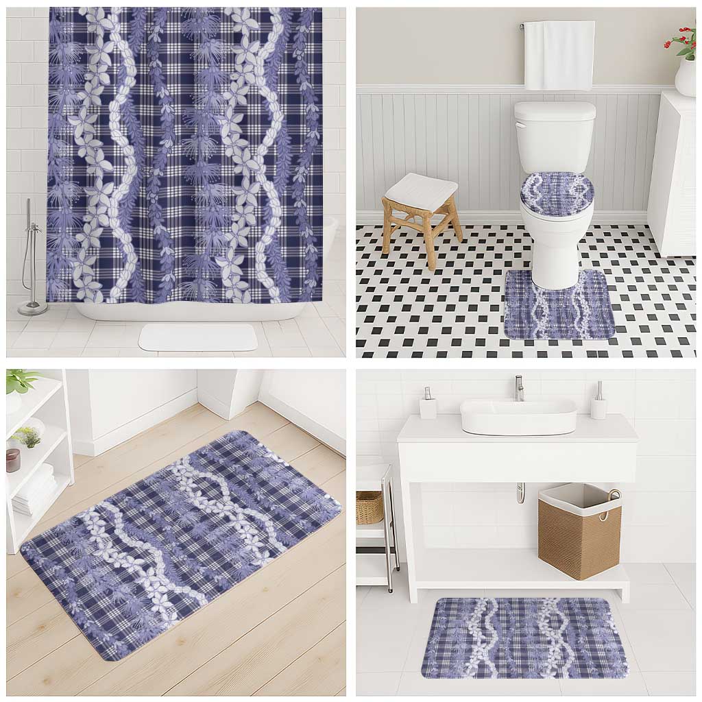 Hawaiian Ohia Lehua Lei Bathroom Set Plaid Palaka Uliuli hohonu Pattern - Polynesian Pride