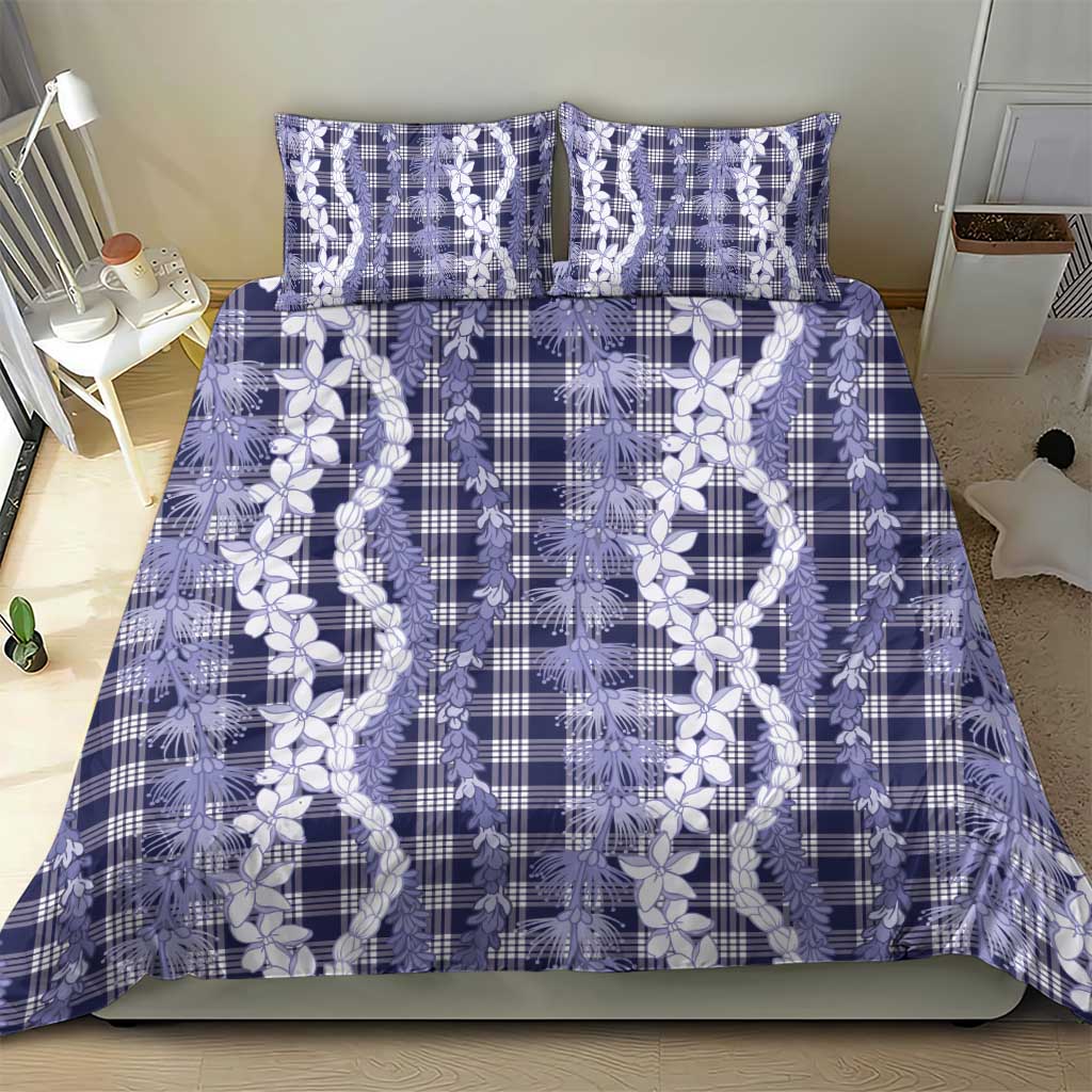 Hawaiian Ohia Lehua Lei Bedding Set Plaid Palaka Uliuli hohonu Pattern - Polynesian Pride