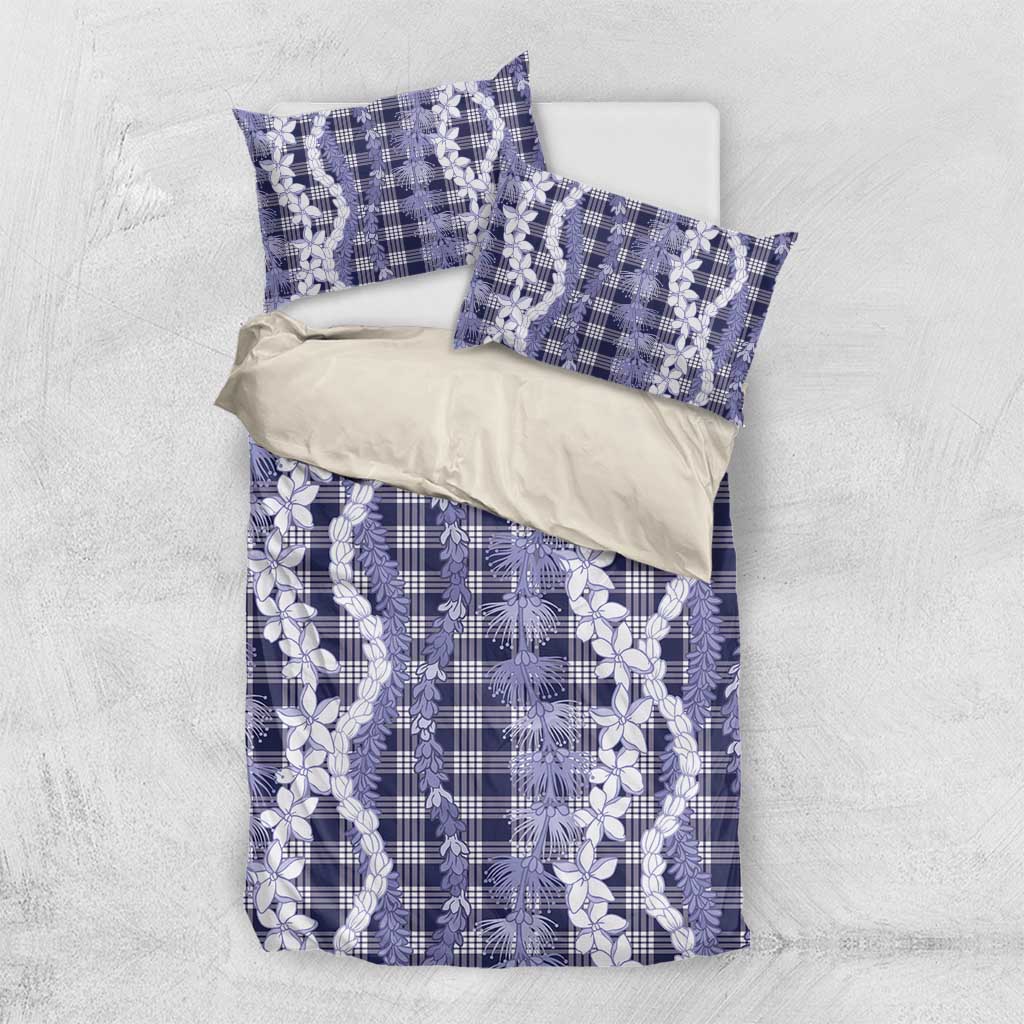 Hawaiian Ohia Lehua Lei Bedding Set Plaid Palaka Uliuli hohonu Pattern - Polynesian Pride