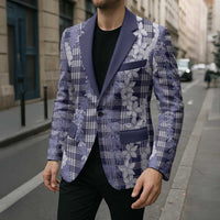 Hawaiian Ohia Lehua Lei Blazer Plaid Palaka Uliuli hohonu Pattern - Polynesian Pride