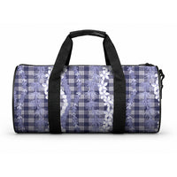 Hawaiian Ohia Lehua Lei Duffle Bag Plaid Palaka Uliuli hohonu Pattern LT9 One size Navy - Polynesian Pride