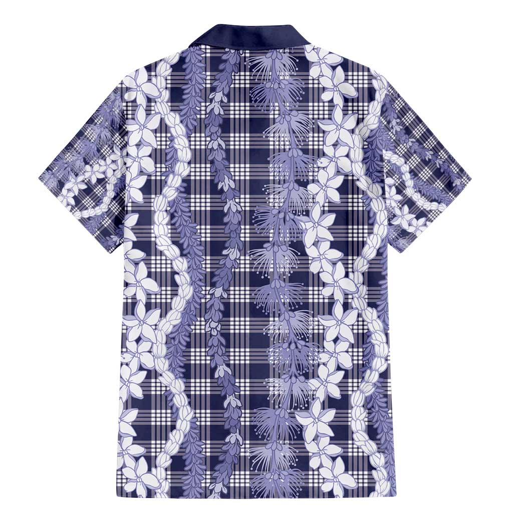 Hawaiian Ohia Lehua Lei Family Matching Mermaid Dress and Hawaiian Shirt Plaid Palaka Uliuli hohonu Pattern - Polynesian Pride