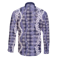 Hawaiian Ohia Lehua Lei Family Matching Off Shoulder Maxi Dress and Hawaiian Shirt Plaid Palaka Uliuli hohonu Pattern - Polynesian Pride