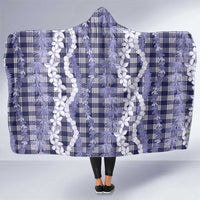 Hawaiian Ohia Lehua Lei Hooded Blanket Plaid Palaka Uliuli hohonu Pattern - Polynesian Pride