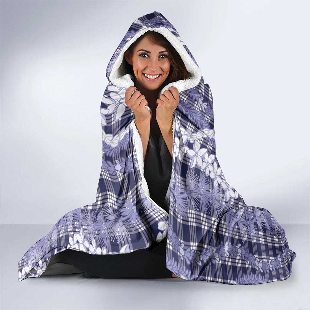 Hawaiian Ohia Lehua Lei Hooded Blanket Plaid Palaka Uliuli hohonu Pattern - Polynesian Pride