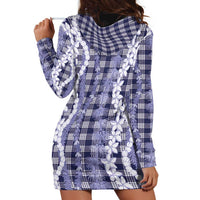 Hawaiian Ohia Lehua Lei Hoodie Dress Plaid Palaka Uliuli hohonu Pattern - Polynesian Pride