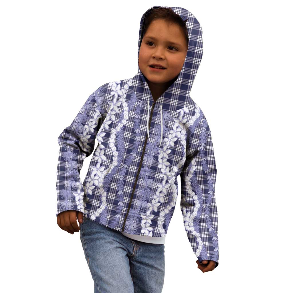 Hawaiian Ohia Lehua Lei Kid Hoodie Plaid Palaka Uliuli hohonu Pattern - Polynesian Pride