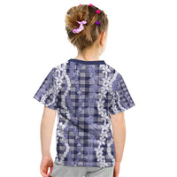 Hawaiian Ohia Lehua Lei Kid T Shirt Plaid Palaka Uliuli hohonu Pattern - Polynesian Pride