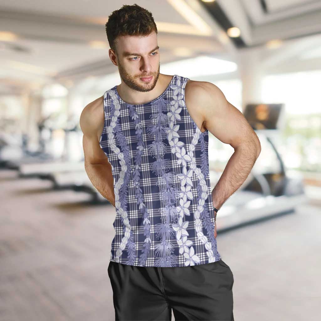 Hawaiian Ohia Lehua Lei Men Tank Top Plaid Palaka Uliuli hohonu Pattern - Polynesian Pride