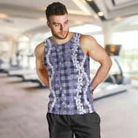 Hawaiian Ohia Lehua Lei Men Tank Top Plaid Palaka Uliuli hohonu Pattern - Polynesian Pride