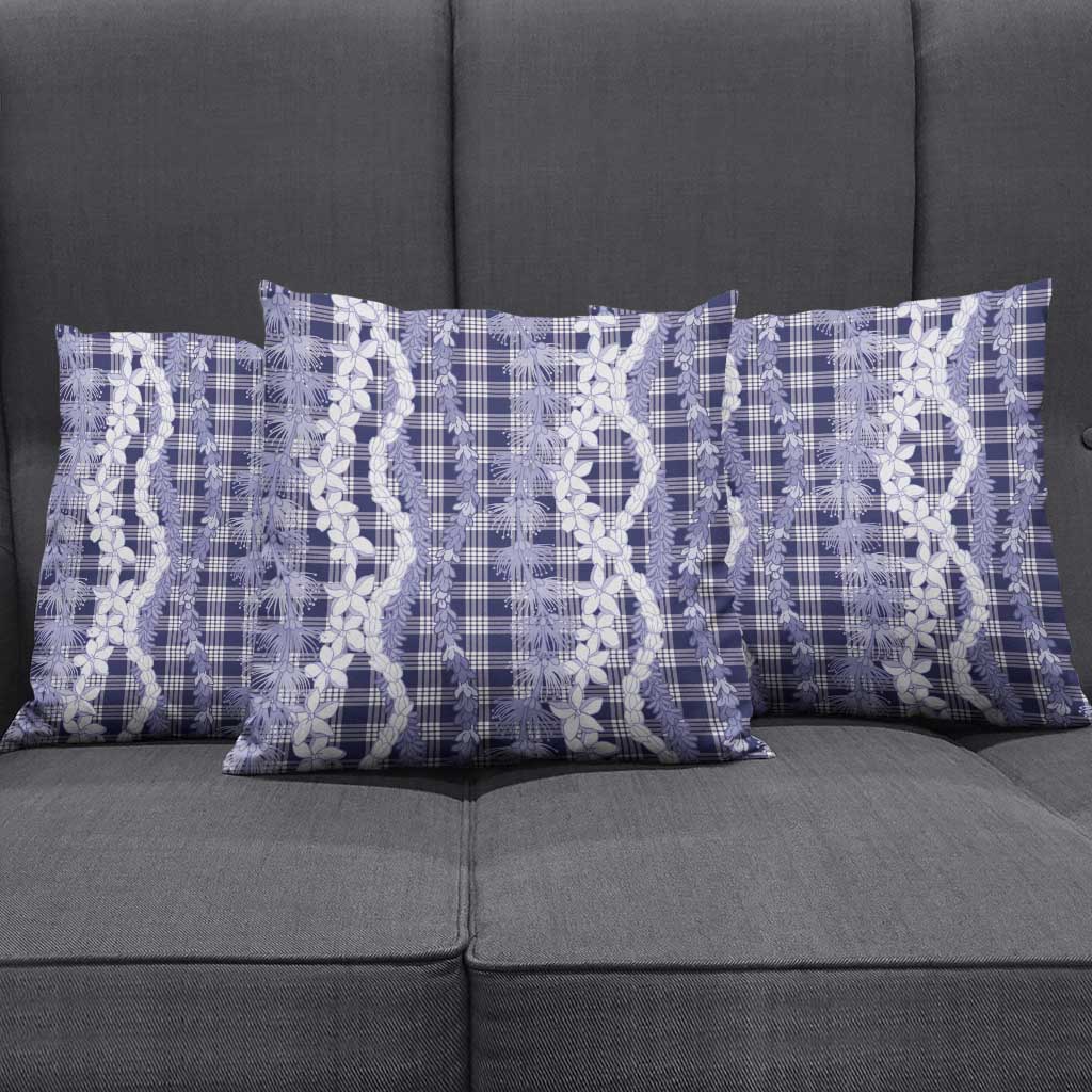 Hawaiian Ohia Lehua Lei Pillow Cover Plaid Palaka Uliuli hohonu Pattern - Polynesian Pride