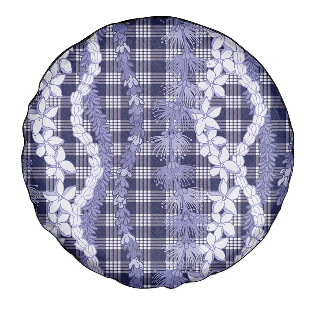 Hawaiian Ohia Lehua Lei Spare Tire Cover Plaid Palaka Uliuli hohonu Pattern - Polynesian Pride