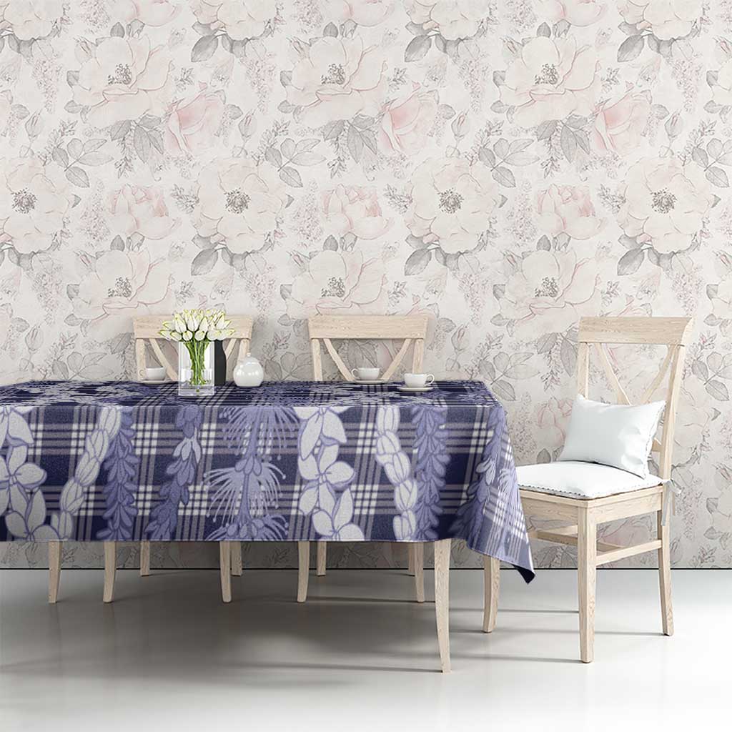 Hawaiian Ohia Lehua Lei Tablecloth Plaid Palaka Uliuli hohonu Pattern - Polynesian Pride