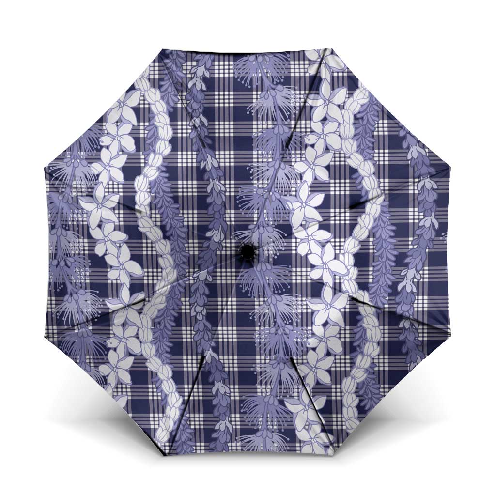 Hawaiian Ohia Lehua Lei Umbrella Plaid Palaka Uliuli hohonu Pattern - Polynesian Pride
