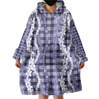 Hawaiian Ohia Lehua Lei Wearable Blanket Hoodie Plaid Palaka Uliuli hohonu Pattern - Polynesian Pride