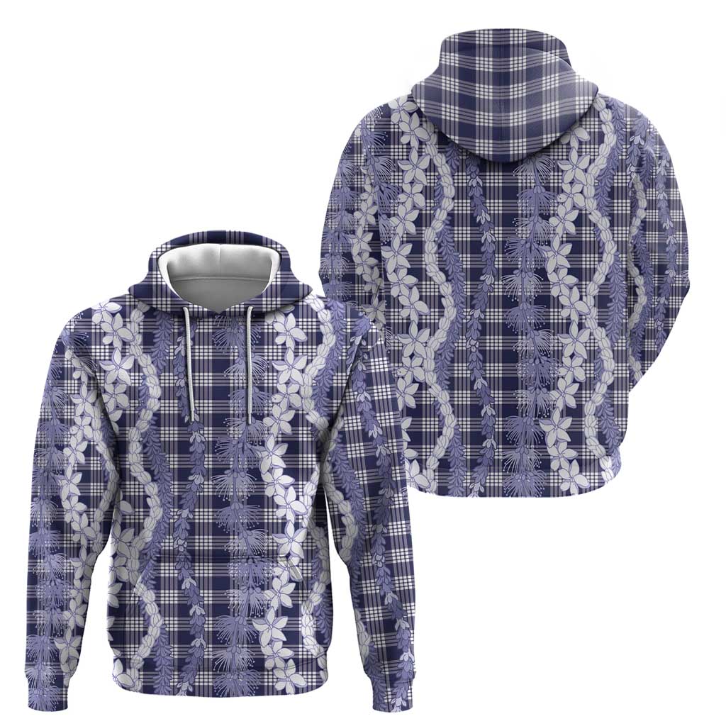 Hawaiian Ohia Lehua Lei Zip Hoodie Plaid Palaka Uliuli hohonu Pattern - Polynesian Pride