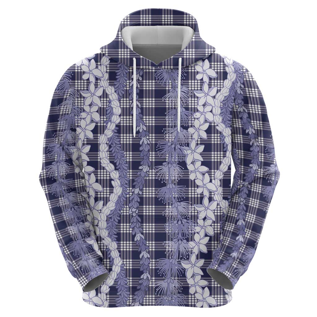 Hawaiian Ohia Lehua Lei Zip Hoodie Plaid Palaka Uliuli hohonu Pattern - Polynesian Pride