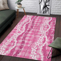 Hawaiian Ohia Lehua Lei Area Rug Plaid Palaka Akala Pattern - Polynesian Pride