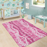 Hawaiian Ohia Lehua Lei Area Rug Plaid Palaka Akala Pattern - Polynesian Pride