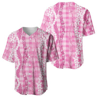 Hawaiian Ohia Lehua Lei Baseball Jersey Plaid Palaka Akala Pattern - Polynesian Pride