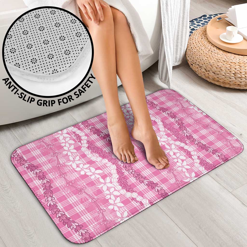 Hawaiian Ohia Lehua Lei Bathroom Set Plaid Palaka Akala Pattern - Polynesian Pride