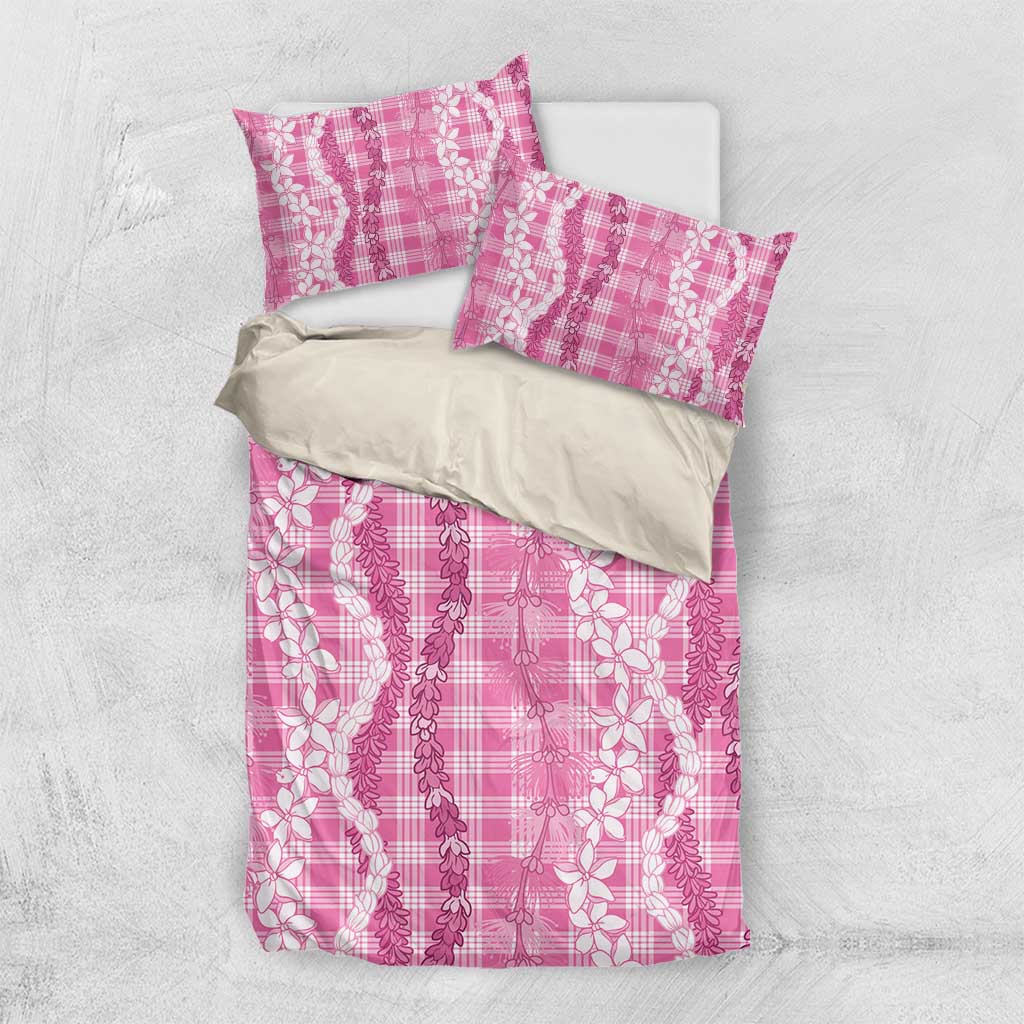 Hawaiian Ohia Lehua Lei Bedding Set Plaid Palaka Akala Pattern - Polynesian Pride
