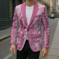 Hawaiian Ohia Lehua Lei Blazer Plaid Palaka Akala Pattern - Polynesian Pride