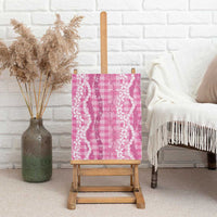 Hawaiian Ohia Lehua Lei Canvas Wall Art Plaid Palaka Akala Pattern - Polynesian Pride