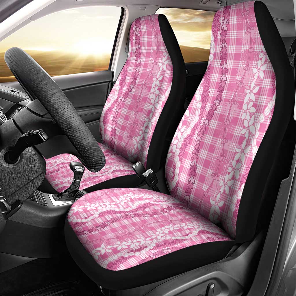 Hawaiian Ohia Lehua Lei Car Seat Cover Plaid Palaka Akala Pattern - Polynesian Pride