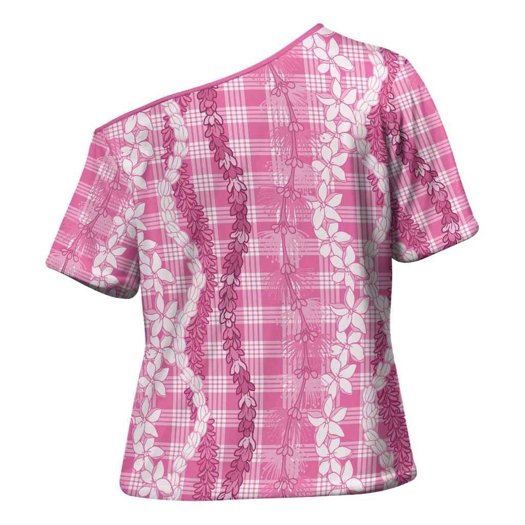 Hawaiian Ohia Lehua Lei Cross Shoulder Shirt Plaid Palaka Akala Pattern - Polynesian Pride