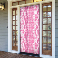 Hawaiian Ohia Lehua Lei Door Cover Plaid Palaka Akala Pattern - Polynesian Pride