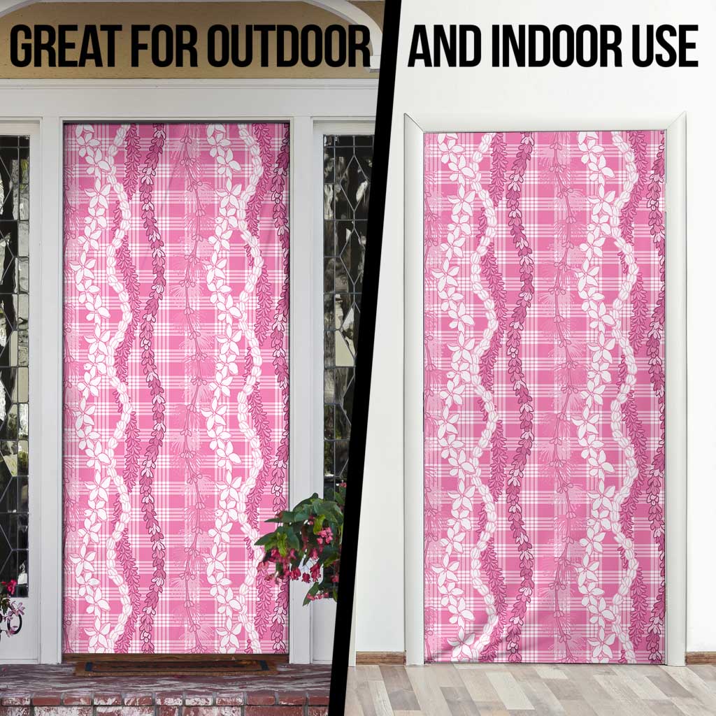 Hawaiian Ohia Lehua Lei Door Cover Plaid Palaka Akala Pattern - Polynesian Pride