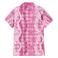 Hawaiian Ohia Lehua Lei Family Matching Off Shoulder Maxi Dress and Hawaiian Shirt Plaid Palaka Akala Pattern - Polynesian Pride