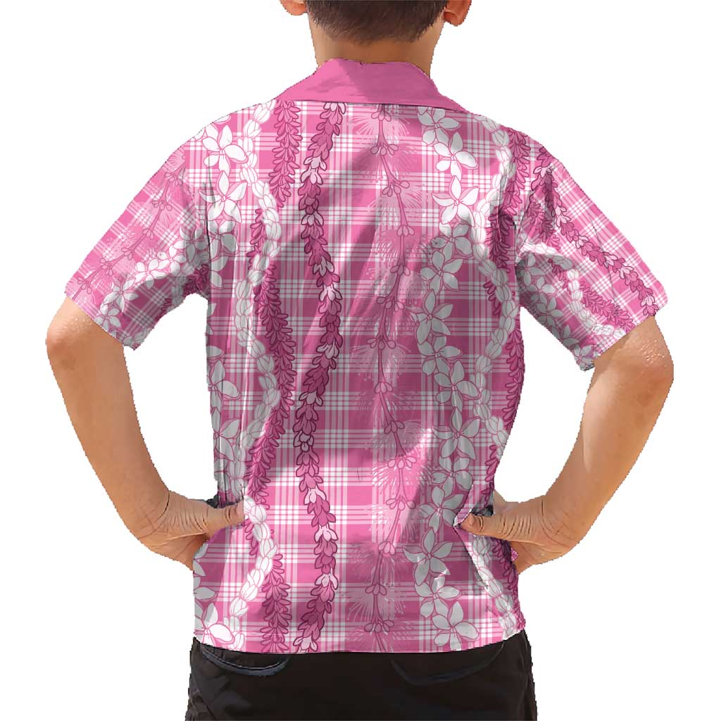 Hawaiian Ohia Lehua Lei Family Matching Short Sleeve Bodycon Dress and Hawaiian Shirt Plaid Palaka Akala Pattern - Polynesian Pride