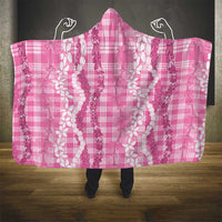 Hawaiian Ohia Lehua Lei Hooded Blanket Plaid Palaka Akala Pattern - Polynesian Pride
