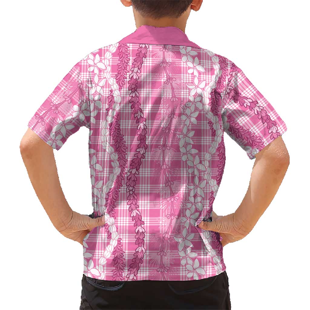 Hawaiian Ohia Lehua Lei Kid Hawaiian Shirt Plaid Palaka Akala Pattern - Polynesian Pride